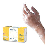 TRONEX Embossed Poly Disposable Gloves Plastic Food Safe Gloves, Clear (Medium, 500, Count)