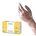 TRONEX Embossed Poly Disposable Gloves Plastic Food Safe Gloves, Clear (Medium, 500, Count)
