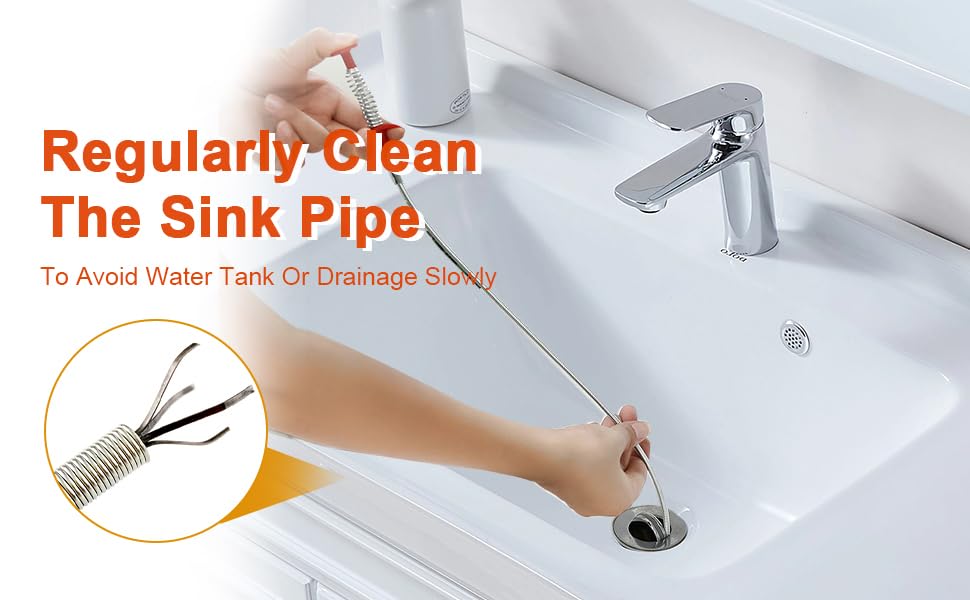 Hotwin Spring Pipeline Dredge Hook Drain Clog Remover, Hair Catcher, Bendable, Kitchen Bathroom Toilet Tub