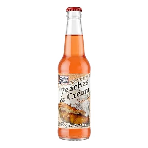 Rocket Fizz Melba's Fixins Peaches & Cream Soda Flavor | Cane Sugar | Craft Soda Pop Drinks | 12 oz in Glass Bottle (Single Bottle)
