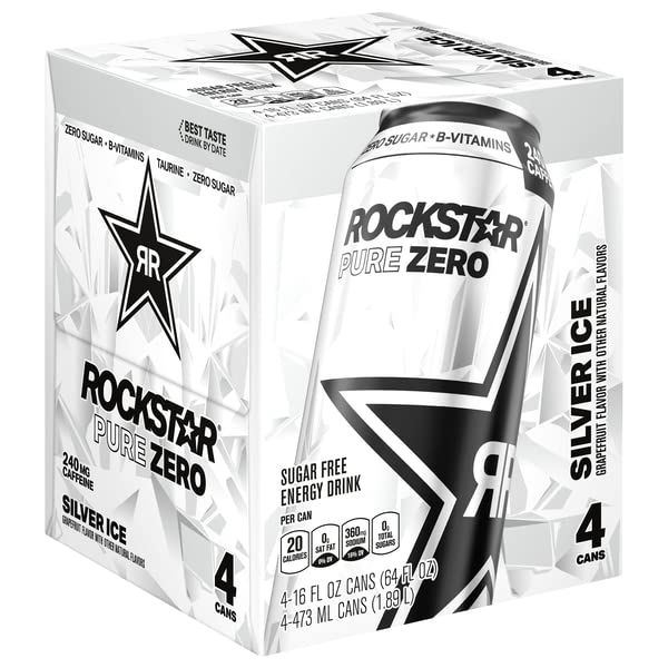 Rockstar, Energy Drink Sugar Free Silver Ice , 16 Fl Oz