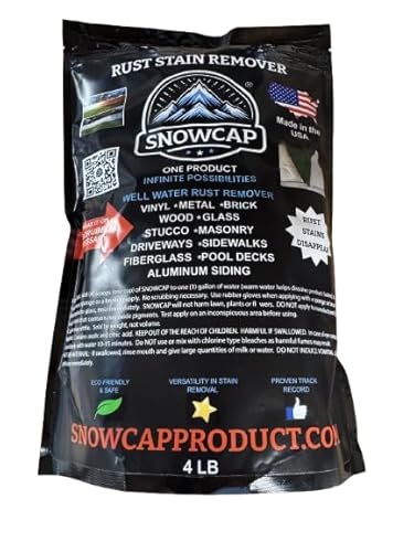SnowCap Rust Stain Remover 4 lb Bag (Makes Up to 8 Gallons) for Well, Sprinkler, and Outdoor Rust on Concrete, Driveways, Pavers, Vinyl and Wooden