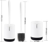 Cenivi Silicone Toilet Brush with Ventilated Holder Set, Rubber Bristles Brush Head, Bathroom Accessories Toilet Bowl Scrubber Cleanner, Freestanding