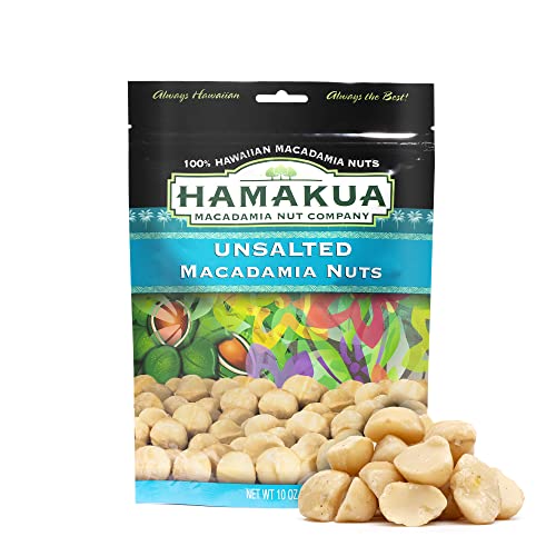 Hamakua Macadamia Nuts - Unsalted Hawaiian Grown Dry Roasted Half and Whole Macadamias without Salt - Natural Eco-Friendly Large Macadamia Nuts (10 oz