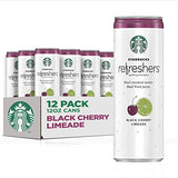 Starbucks - RTD Coffee, Refreshers with Coconut Water, Black Cherry Limeade, 12 fl oz. cans (12 Pack)