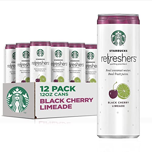 Starbucks - RTD Coffee, Refreshers with Coconut Water, Black Cherry Limeade, 12 fl oz. cans (12 Pack)