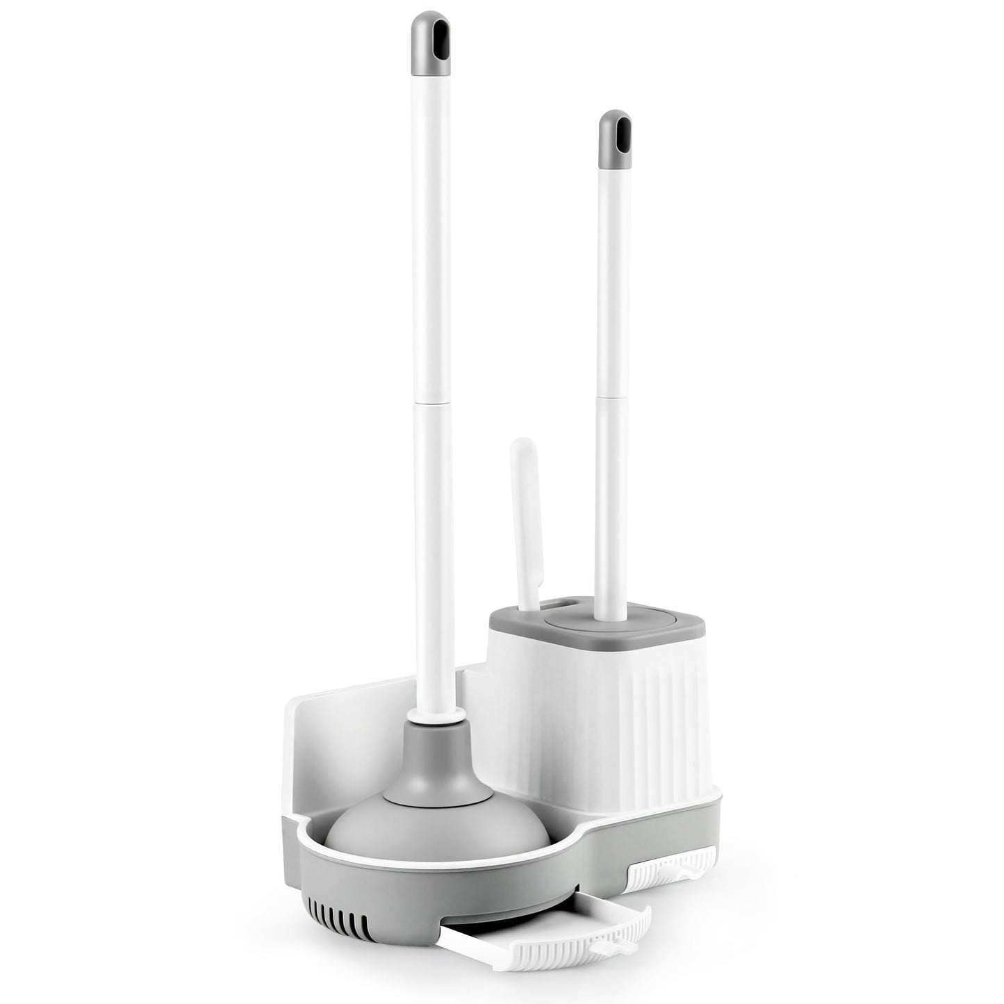 Toilet Brush and Plunger Set, 3 in 1 Toilet Bowl Brush and Holder with Crevice Cleaning Brush Wall Mounted Household Bathroom Cleaning Tools Plunger