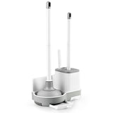 Toilet Brush and Plunger Set, 3 in 1 Toilet Bowl Brush and Holder with Crevice Cleaning Brush Wall Mounted Household Bathroom Cleaning Tools Plunger