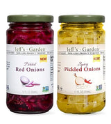 Jeff's Garden Pickled Onion Pack, Pickled Red Onion & Spicy Pickled Onion | Gluten Free | 12 Fluid Ounce Jar (Pack of 2)