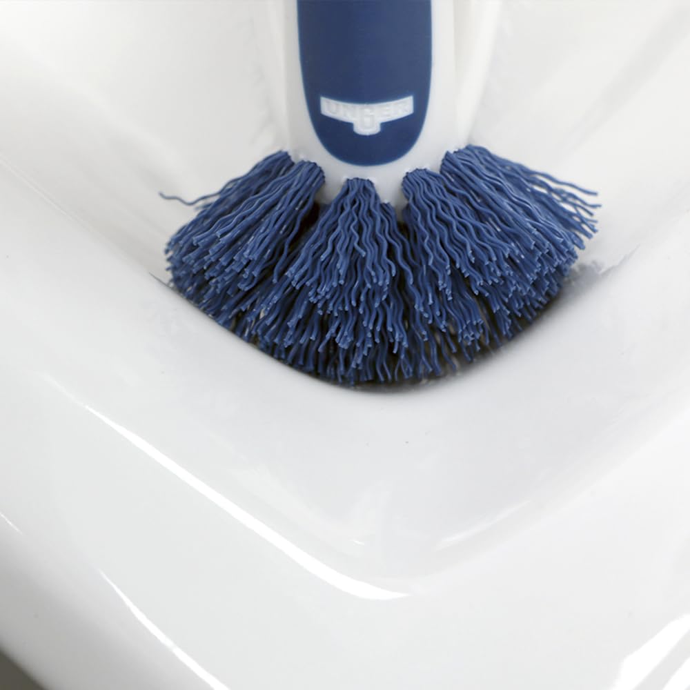 Unger 2-in-1 Bath and Tile Scrubber Brush Tool, Crevice Cleaning Supplies, Dishwasher Safe, Rounded Bristles for Bathroom Scrubbing, Great for Tile