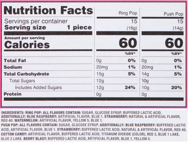 Bazooka Brands Candy Variety Pack, 30 Ct Bulk Individually Wrapped Hard Candy in Assorted Flavors from Push Pop and Ring Pop, Full Size, Fun Bulk