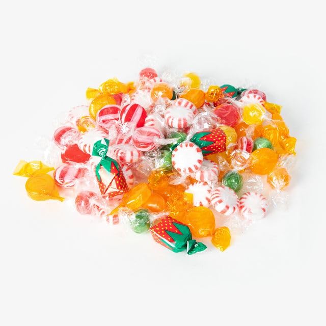 Candy Jar Filled With Your Favorite Hard Candy Mix | Individually Wrapped Nostalgic Old Fashioned Assortment | Strawberry Filled, Sour Balls