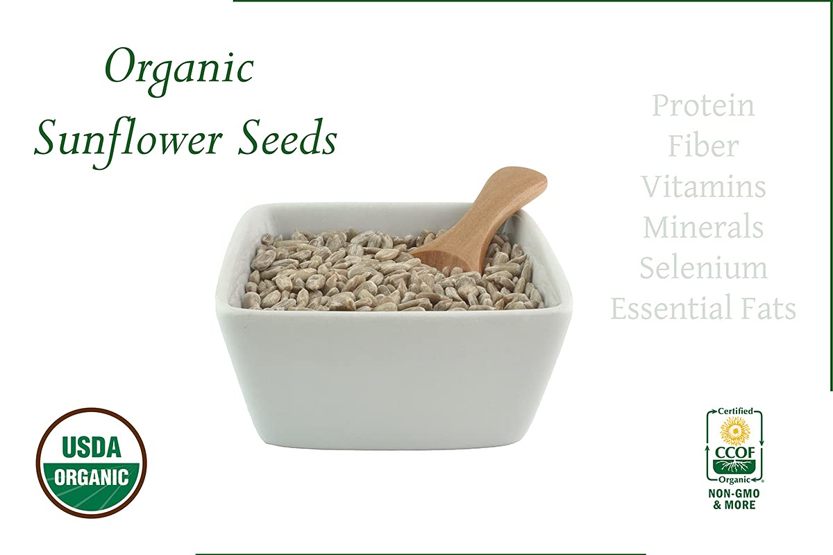 Organic Sunflower Seeds-Kernels-Hulled Raw non-GMO Unsalted Keto Vegan (10lb)