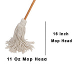 Tidy Tools Large Wet Deck Cotton Mop with Solid Wood Handle (11 Oz, White)