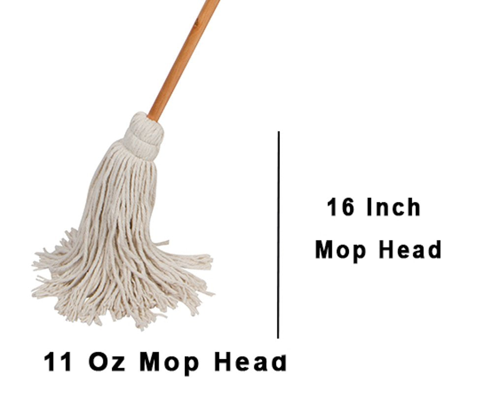 Tidy Tools Large Wet Deck Cotton Mop with Solid Wood Handle (11 Oz, White)
