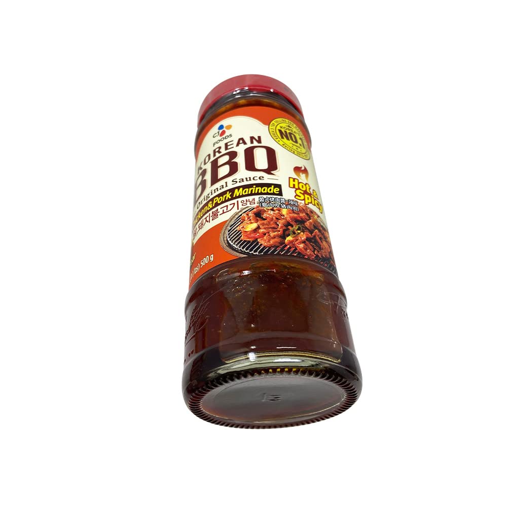 CJ Korean BBQ Chicken & Pork Marinade Sauce (Hot & Spicy) 17.63oz (4 Pack)
