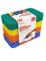 Handy Gourmet Silicone Sponges Kitchen and Dish Scrubber, Fragrance, Mildew, Odor Free, Multi (JB8489S3) (Set of 4)