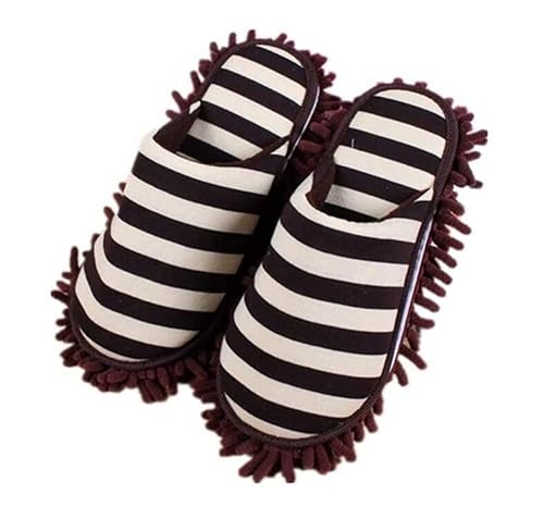 CNGYNI Cleaning Slippers Microfiber Slipper Detachable Mopping Shoes House Floor Cleaning Mop Chenille Sole, One Size (Brown)