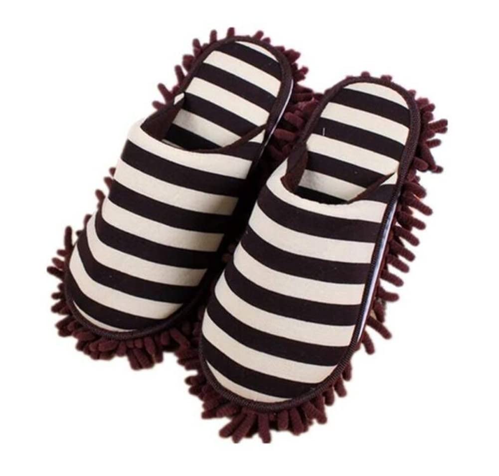 CNGYNI Cleaning Slippers Microfiber Slipper Detachable Mopping Shoes House Floor Cleaning Mop Chenille Sole, One Size (Brown)