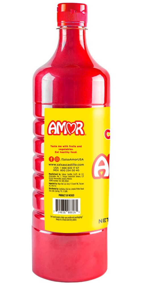 Amor Chamoy Sauce | Bittersweet flavor | 2,500 Scoville level Enjoy it with fruits, veggies, snacks, and drinks | Kosher | 33 fl oz bottle (Pack of 1)