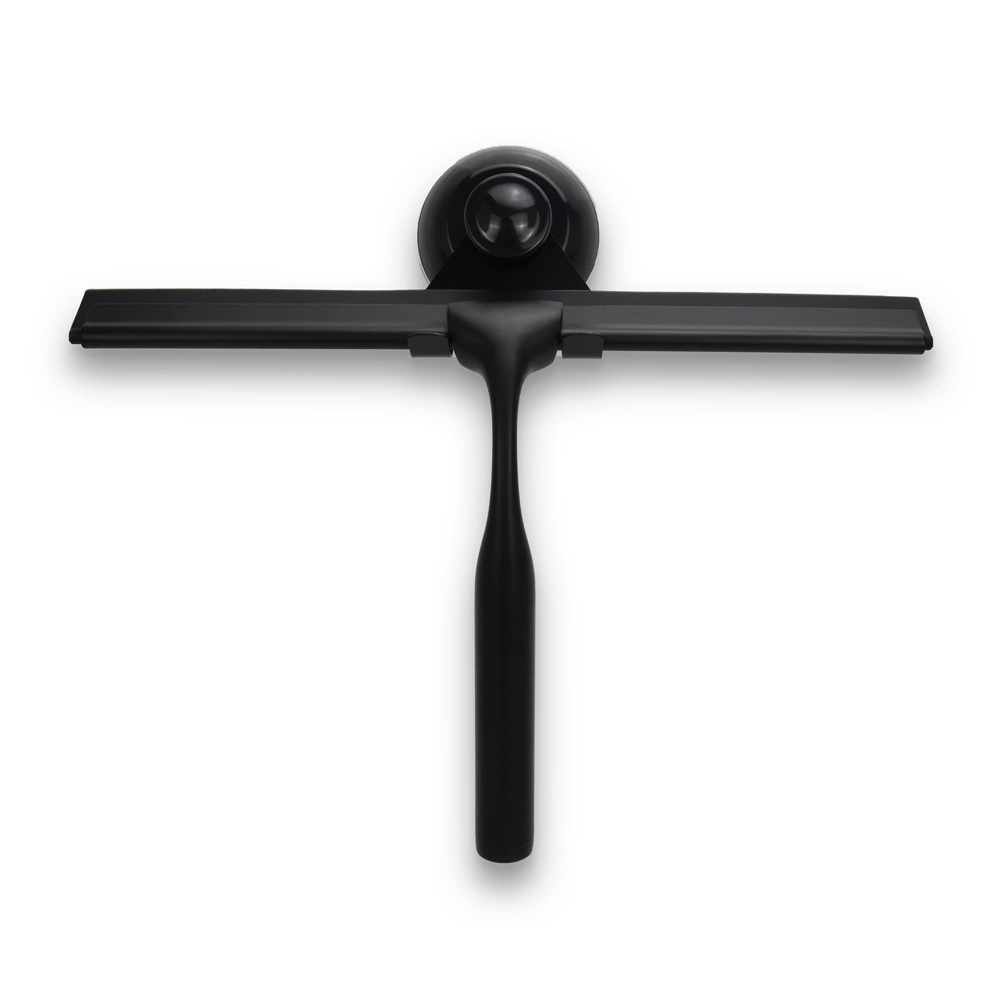 Matte Black Shower Squeegee for Glass Doors with Adhesive Hooks, Squeegee for Shower Glass, Cleaner Tool for Bathroom Household Window Mirror Tile