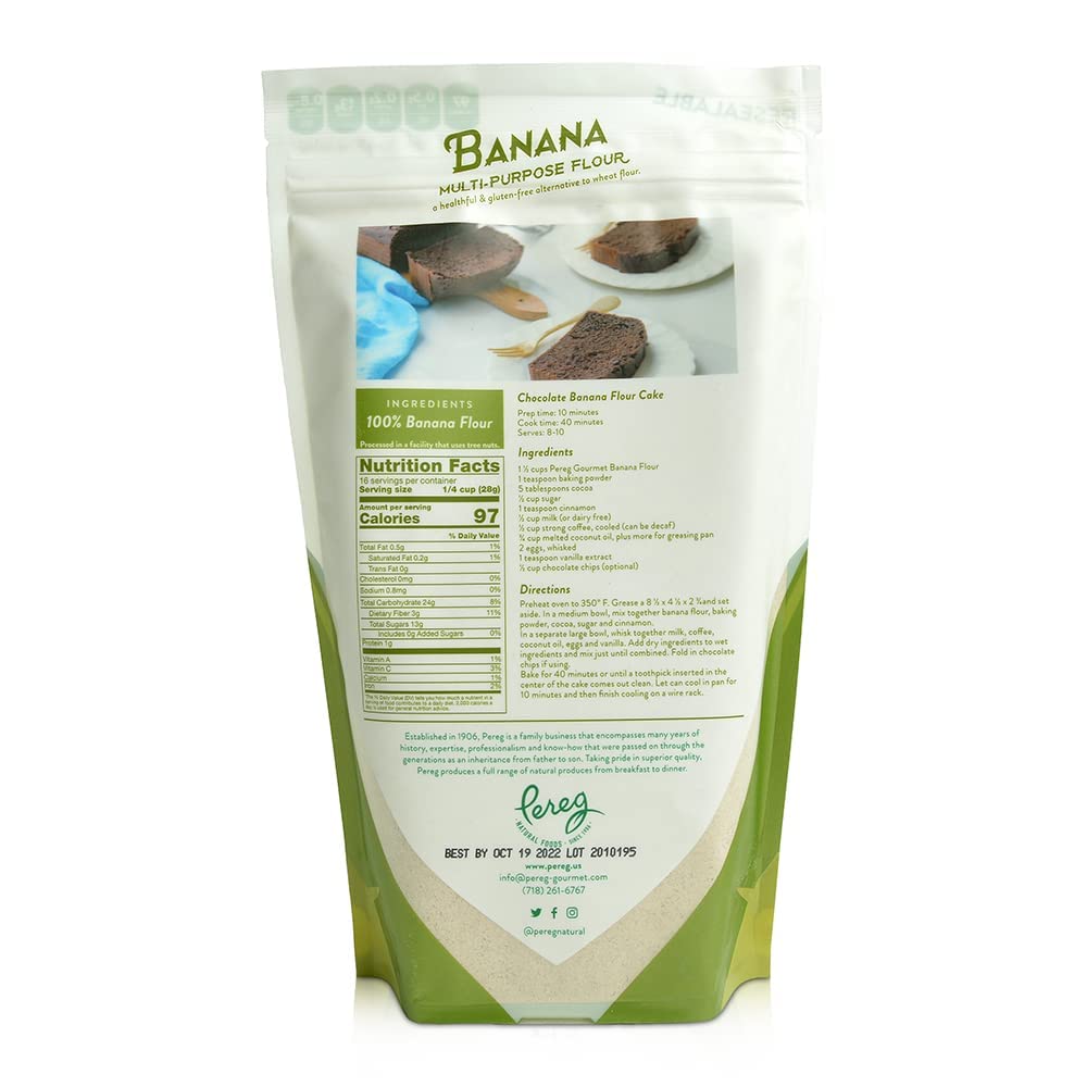 Pereg Banana Flour (16 Oz x 6 Pack) - Naturally Gluten Free, Multi-Purpose Flour Alternative - 100% Banana - Perfect for Baking Cookies, Cakes