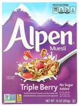 Alpen Triple Berry No Sugar Added Muesli, Swiss Style Muesli Cereal, Whole Grain, Non-GMO Project Verified, Heart Healthy, Kosher, Vegan, Made