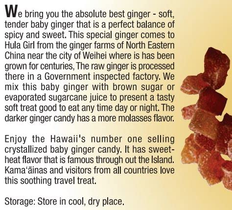 Hula Girl Soft Baby Ginger Candy - Coated in Brown Raw Sugar (1 Pound)