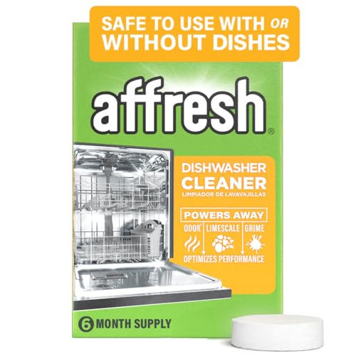 Affresh Dishwasher Cleaner, Helps Power Away Odor Causing Bacteria, Limescale, Mineral Deposits & Grime Inside Pump, Tub & Hoses, 6 Tablets, 6 Month
