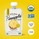 Golden Farms Pineapple Pouches, Single Ingredient Healthy Snacks, 100% Pure Fruit, No Added Sugar, Vegan, Gluten-Free, Kosher, Organic Squeeze Pouch