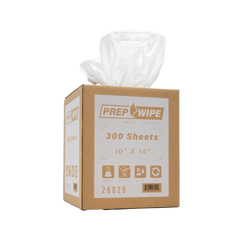 Prep Wipe white Lint Free Cleaning Towels Pack of 300 Sheets, 10" x 14" - Multi-purpose, Reusable, Perforated, Industrial Grade Perforated Sheets