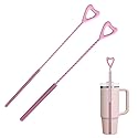 Silicone Straw Cleaner Brush, 2Pcs Reusable Cleaner Brush Extra Long, Straw Brush Bristles Cleaner for Cleaning Stanley Metal Glass Straws Drink Lid