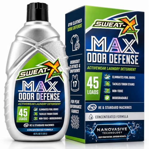 SWEAT X Max Odor Defense Laundry Detergent Liquid - Natural Washing Detergent for Activewear & Gym Clothes - Laundry Detergent for Sensitive Skin
