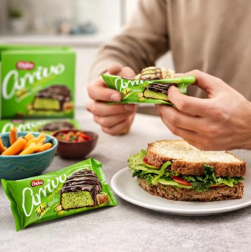 Dubai Cake - Pistachio Cream Filled Chocolate Cake Bars, 40 g Each (Pack of 12), Soft Sponge with Rich Pistachio Filling