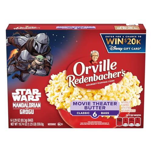 Orville Redenbacher’s Microwave Popcorn, Movie Theater Butter Flavor, 3g Fiber Per Serving, 3.29 oz., 6-Count