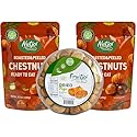 Roasted & Peeled Chestnuts and Dried Figs Bundle - Mediterranean Healthy Snack Variety Pack - 2 Packs Ready to Eat Chestnuts + 1 Pack Natural Dried