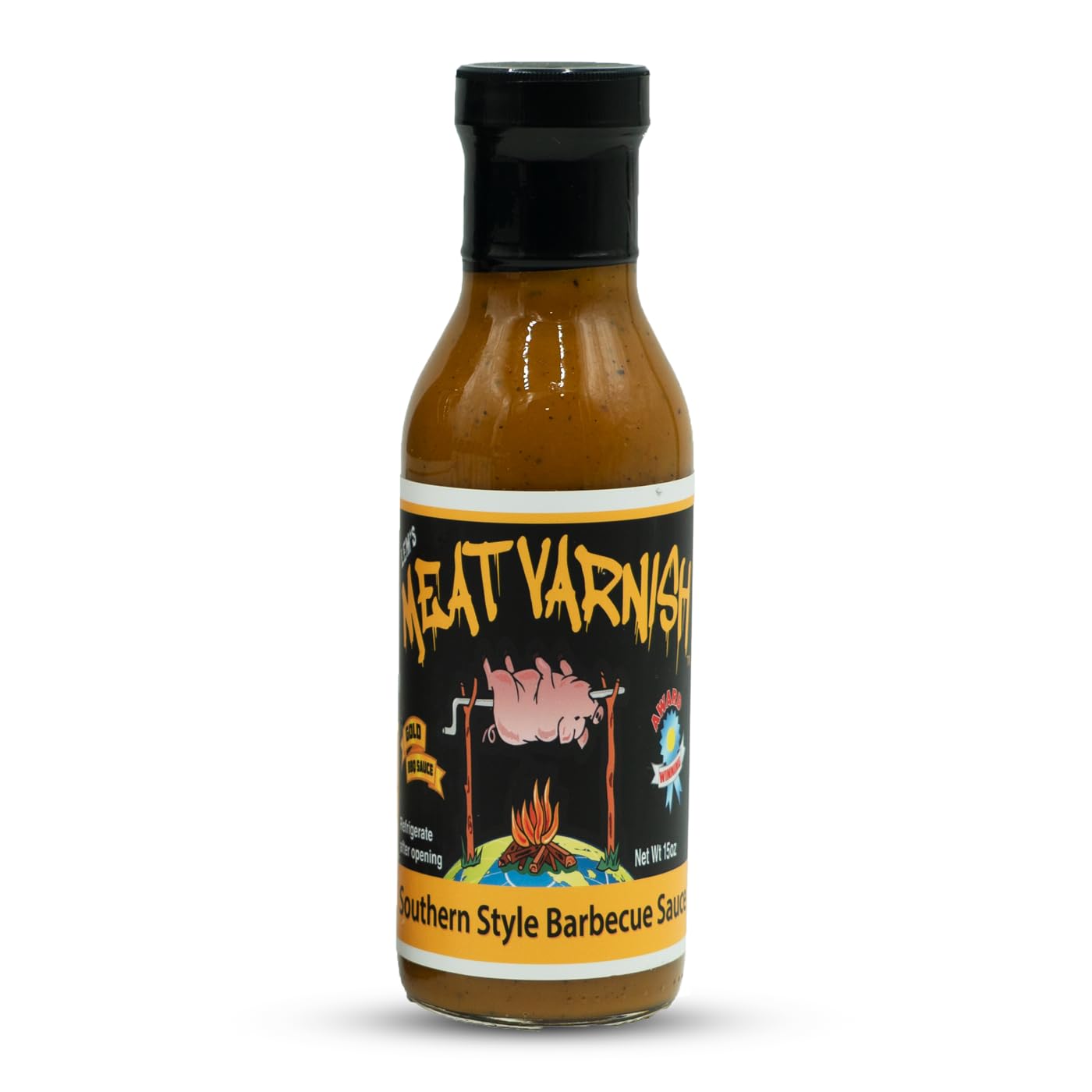 Lem's Meat Varnish Southern Gold Mustard BBQ Sauce for Meat, Pork, Chicken, Wings - Best for Grilling, Smoking, Marinating, Basting - 12 oz. Bottle