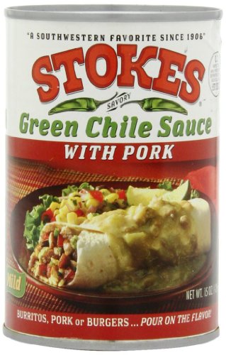 Stokes Green Chile Sauce with Pork, 2 Pack of 15 Ounce