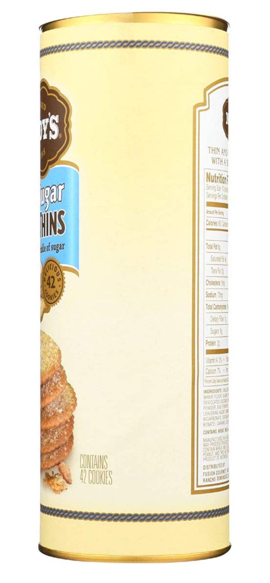 Mandy's - Simply Sugar Cookie Thins - 4.6 Ounce. Canister Contains 42 Cookies.