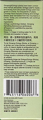 Tai Chi Ginseng ginkgo biloba green tea (THINK SHARP ) 12 tea bags each box (2X)