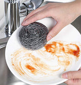 DKKO Stainless Steel Scourers Cleaning Ball Metal Scouring Pads for Kitchens Bathroom Steel Scrubber to Cleaning Dishes Pots Pans Ovens Grills - Pack