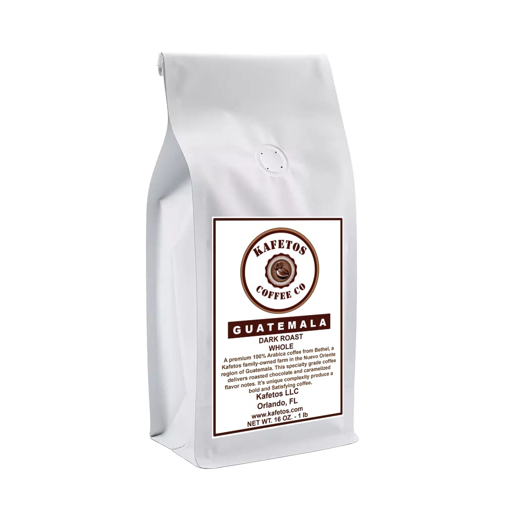 Dark Roast Whole Beans Guatemala Premium Coffee Specialty Grade - Single Estate, Shaded Grown at Kafetos Family Owned Farm 16 oz
