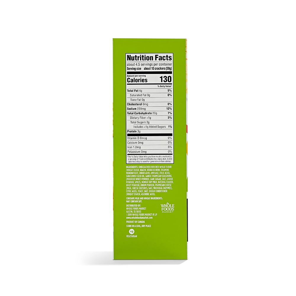 365 by Whole Foods Market, Cracker Pita Parmesan & Garlic, 5 Ounce
