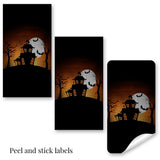 Amanda Creation Spooky Halloween Haunted House Mini Chocolate Candy Bar Sticker Wrappers, 45 1.4" x 2.6" Wrap Around Labels, Great for Party Favors