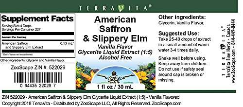 American Saffron & Slippery Elm Glycerite Liquid Extract (1:5) - Vanilla Flavored (1 oz, ZIN: 522029) - 3 Pack
