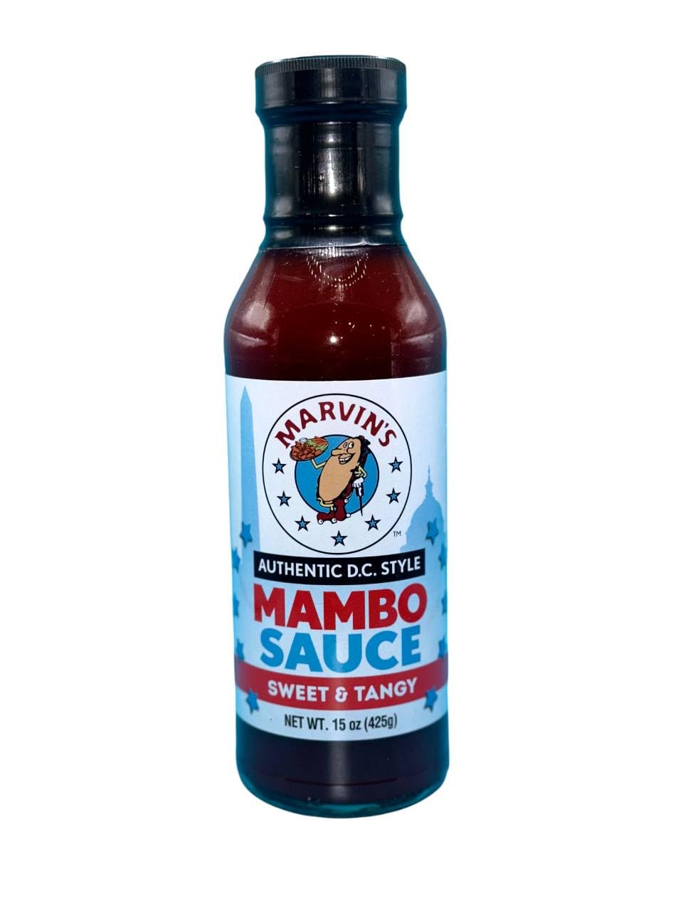 Marvin's Mambo Sauce - Sweet & Tangy (15 oz) | Authentic D.C. Style | Great on Wings, Fries, Ribs, Burgers | Dipping, Grilling, Marinating |