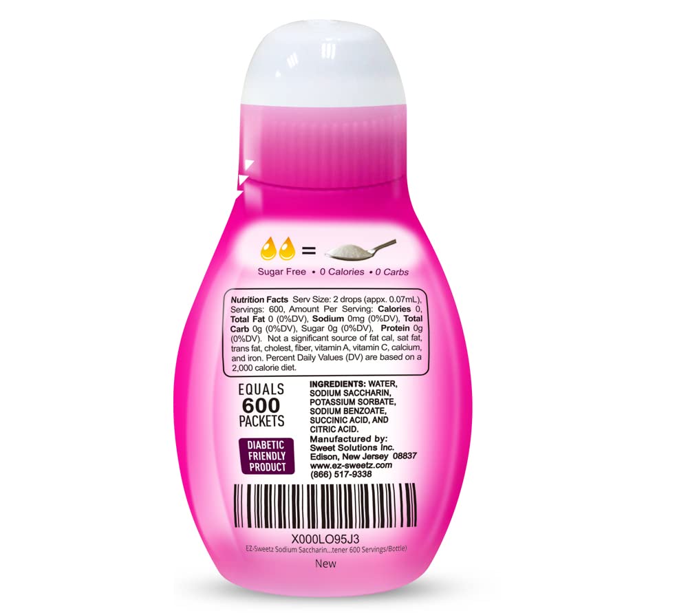 EZ-Sweetz Sodium Saccharin (Single Pack 1.42oz - Liquid Sweetener 600 Servings/Bottle)