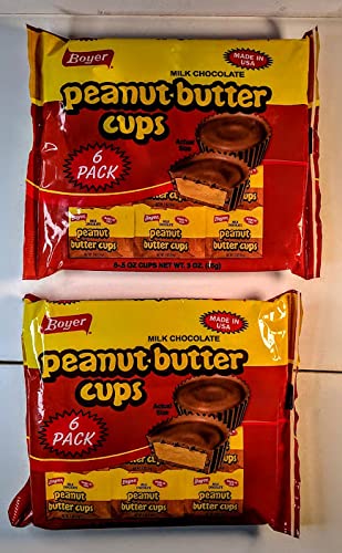 Boyer Milk Chocolate Peanut Butter Cups, Six .5 Oz Cups (2 Pack)