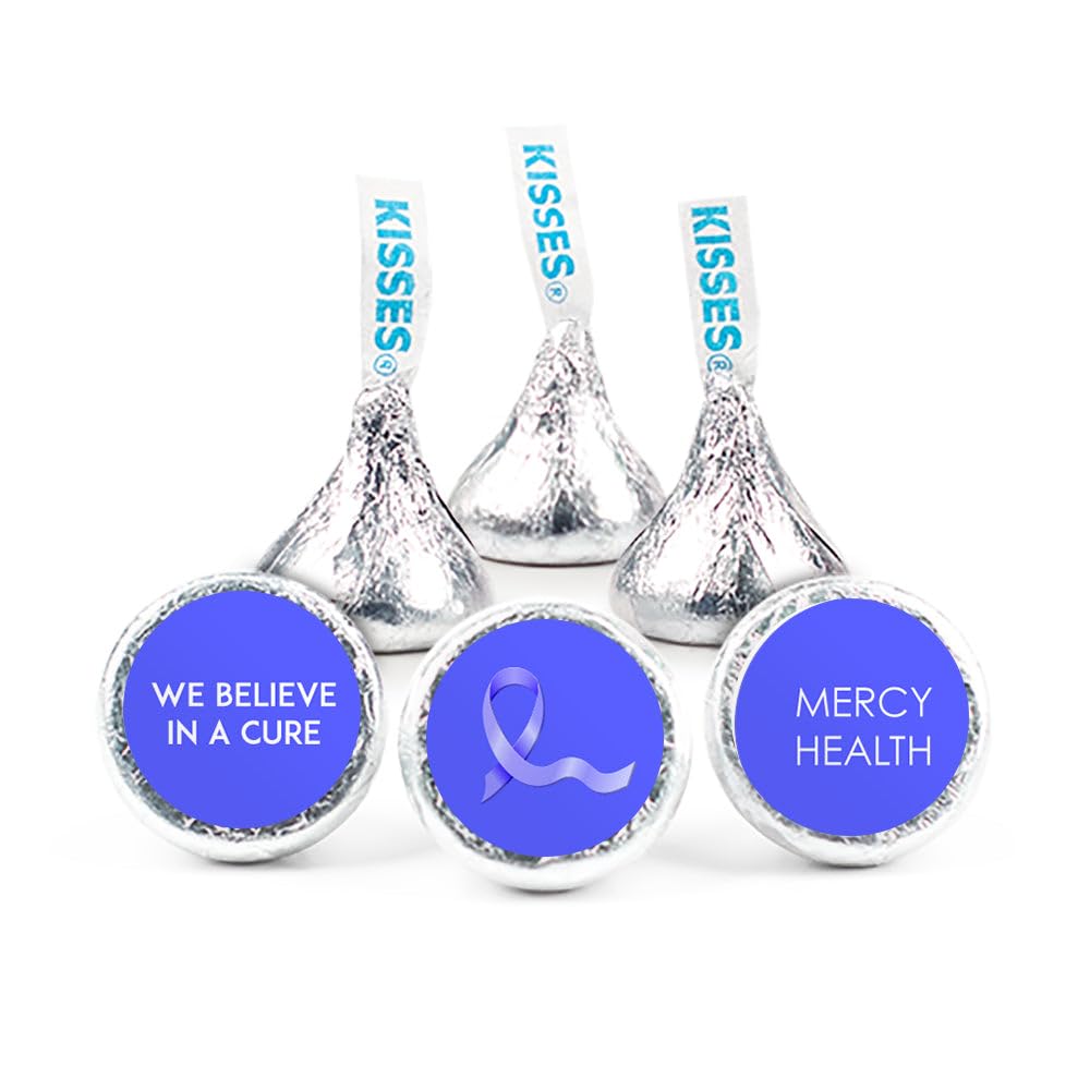 324ct Personalized Blue Ribbon Stomach Cancer Awareness Kiss Stickers
