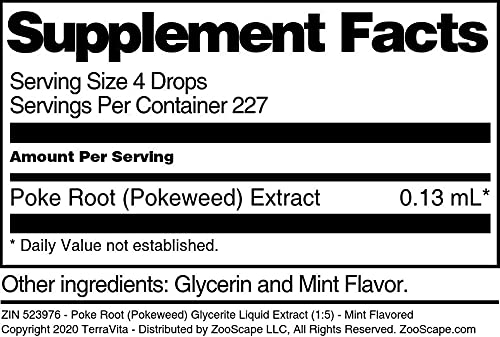 Poke Root (Pokeweed) Glycerite Liquid Extract (1:5) - Mint Flavored (1 oz, ZIN: 523976)